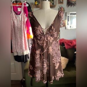 Y2K gilligan & O’Malley Brown pink floral sheer slip dress